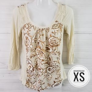 XS Anthropologie Velvet Floral Top